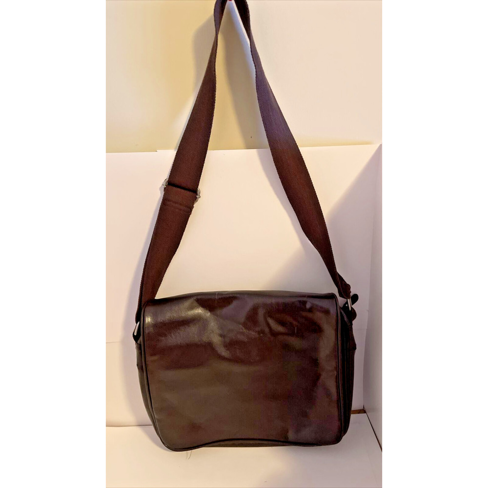 OKPTA Brown Leather Messenger Crossbody Computer Lap Top Bag Flap over Briefcase